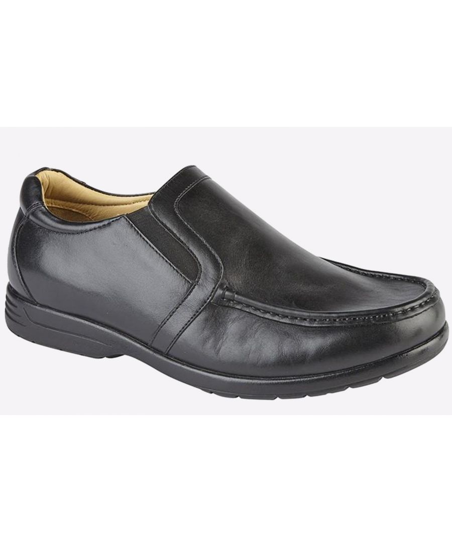 Roamers Newfield Loafer Extra Wide Mens - Black Leather - Size UK 6