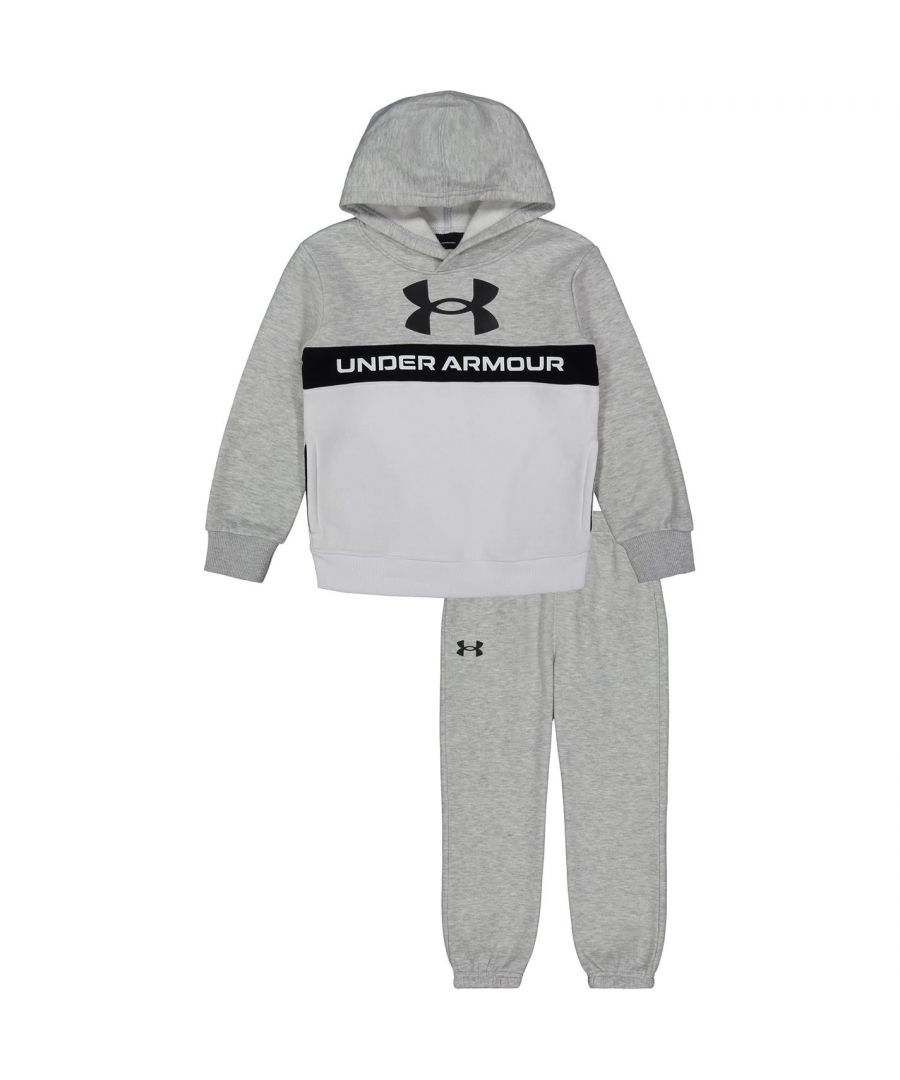 Under Armour Hoodie and Jogging Bottoms Set Infants - Let your little one spend the day in comfort with this Under Armour hoodie and jogging bottoms set which benefits from being crafted with a soft cotton rich fabric, while the bottoms have an elasticated waist to deliver a snug fit and the pockets are perfect for allowing your little one to store their daily essentials. > Length: Regular > Fabric: Cotton > Fit Type: Regular Fit > Lining: Fleece > Fastenings: Pull Over > Care Instructions: Machine Washable, Follow Care Instructions > Style: Tracksuits