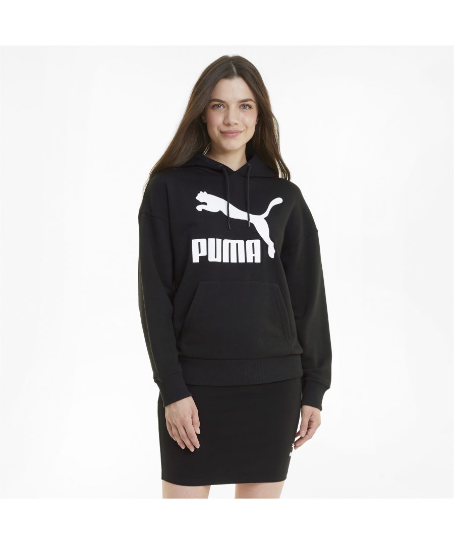 Iconic style, sustainably made. This classic hoodie features unmissable PUMA branding across the chest and is made with recycled polyester and cotton from the Forever Better Initiative to reduce its environmental impact. FEATURES & BENEFITS By buying cotton products from PUMA, you’re supporting more sustainable cotton farming. Recycled Content: Made with at least 20% recycled material as a step toward a better future  DETAILS Our model is 170 cm tall and is wearing size SRegular fitHood with external drawcord for an adjustable fitKangaroo pocketRibbed cuffs and hemPUMA Archive No. 1 Logo rubber print at chest