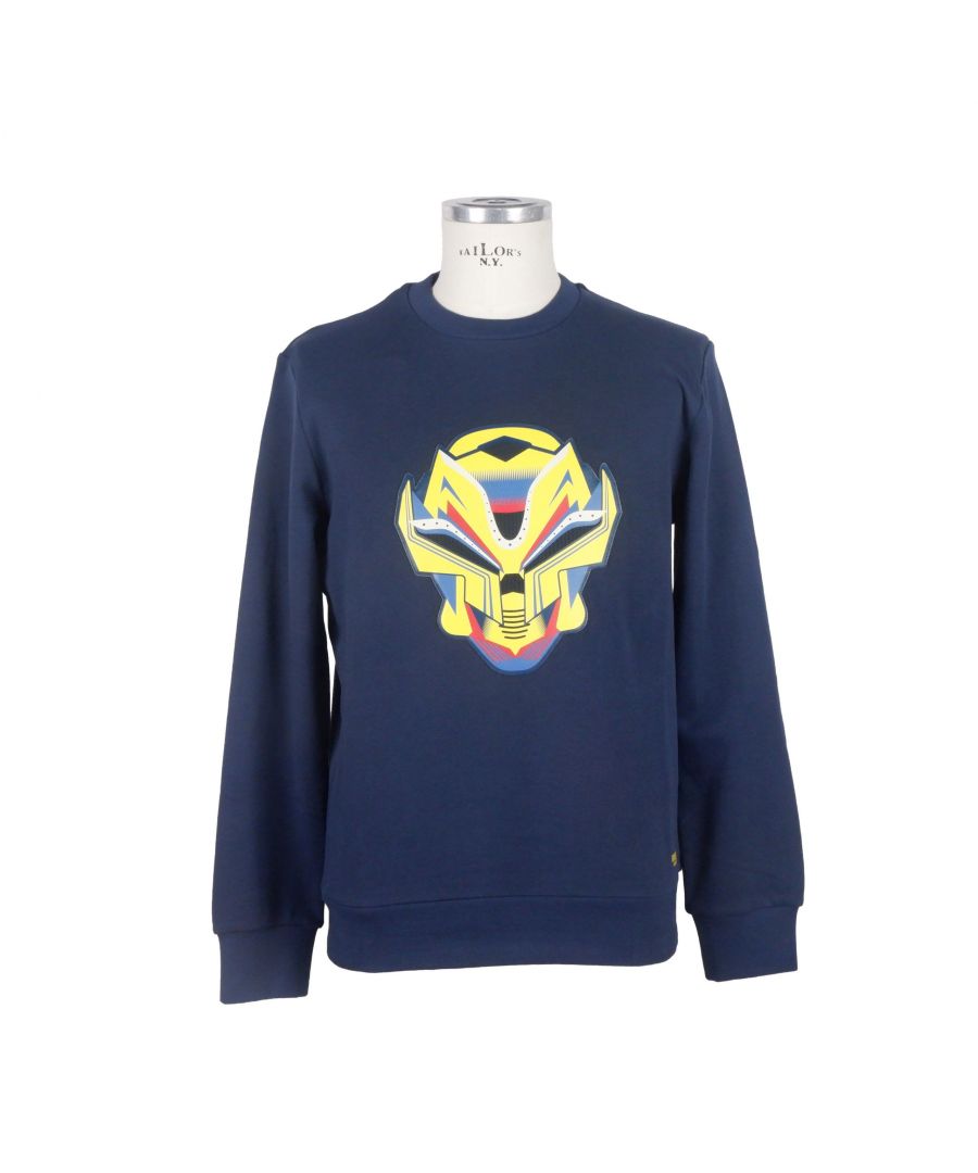 Bikkembergs Mens Rubber Application Cotton Sweatshirt - Blue - Size 2XL