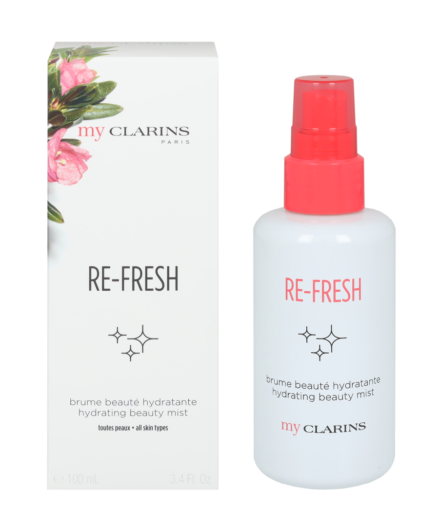 Clarins My Re-Fresh Hydrating Beauty Mist is a beauty mist with powerful plant extracts. The mist contains nourishing coconut water, detoxifying Alpenrose Extract, hydrating Fig extract, skin softening Robine Flower water and radiance boosting acerola seed extract.