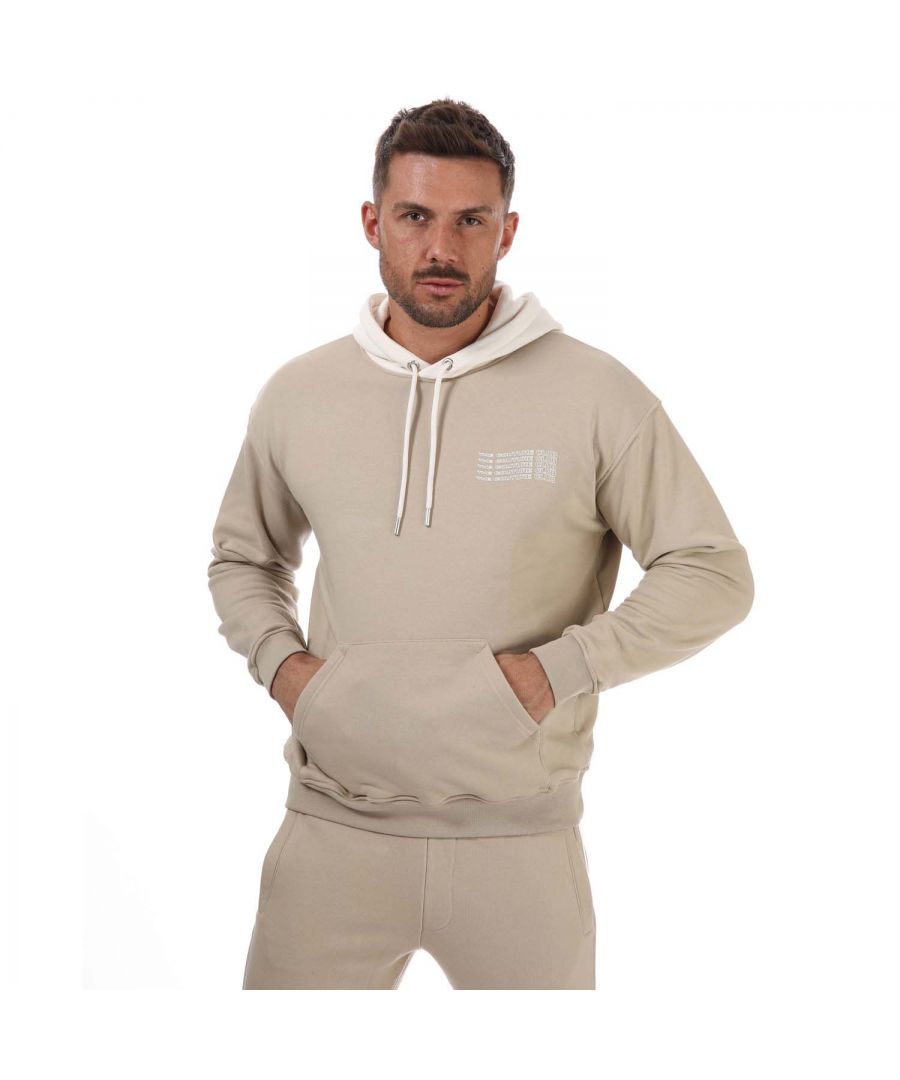 Mens Couture Club Wave Logo Contrast Panel Hoody in beige.- Drawstring hood.- Long sleeves.- Kangaroo style pocket to front.- Stretch rib cuffs and waistband.- Printed text graphic to front.- Printed text graphic to back.- Oversized hoodie fit.- 80% Cotton  20% Polyester.  Machine washable. - Ref:AW21MC63BEIGE