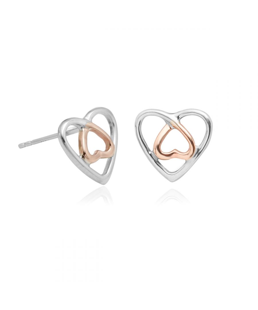 The intertwining Celtic knot has come to symbolise everlasting love and the enduring cycle of life and is beautifully reimagined into a silver and 9ct rose gold Celtic heart in these stylish earrings. Sterling silver strands weave into a central golden heart made from our rare Welsh gold, and the earrings come presented in our beautiful gift box.