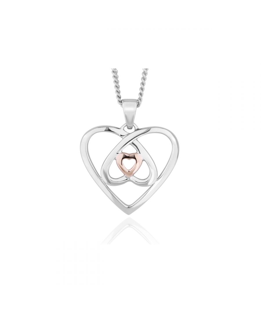 The intertwining Celtic knot has come to symbolise everlasting love and the enduring cycle of life and is beautifully reimagined into a silver and 9ct rose gold Celtic heart in this classic pendant. Sterling silver strands weave together into a central golden heart made from our rare Welsh gold, presented on a delicate silver chain.