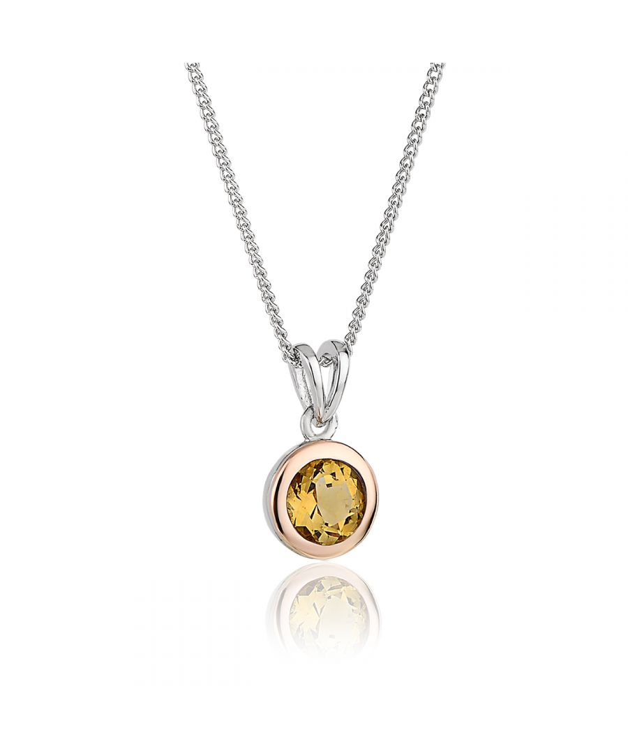 Celebrate that special November birthday with the golden beauty of a citrine gemstone - richly encased in 9ct Welsh gold and sterling silver in our classic pendant design on a matching chain. This dazzling jewel is historically said to be a gift from the sun such is the splendour of its colour and is sure to bring a splash of warmth to those who wear it.