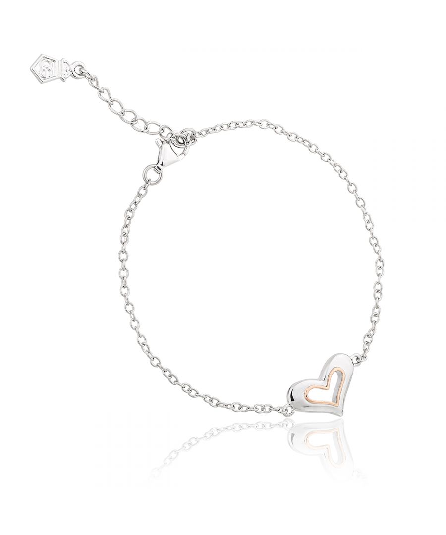 A classic heart bracelet with our modern design flourish, fall in love with this sterling silver bracelet with our rare 9ct Welsh gold at its heart. Stunning worn alone or as a stacking bracelet.