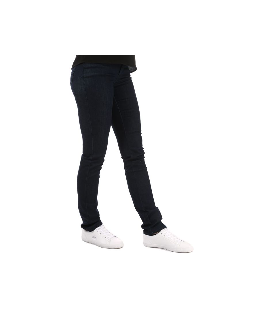Womens Armani J85 Regular Fit Jeans in dark blue. – 5-pocket construction.  – Zip fly and button fastening. – Branded leather patch at rear waist  metal eagle at rear pocket. – Metal Armani Jeans logo tab at coin pocket. – Regular fit. – 70% Cotton  14% Polyester 14% Lyocell  2 % Elastane. – Ref: 3Z2J85D89Z0941