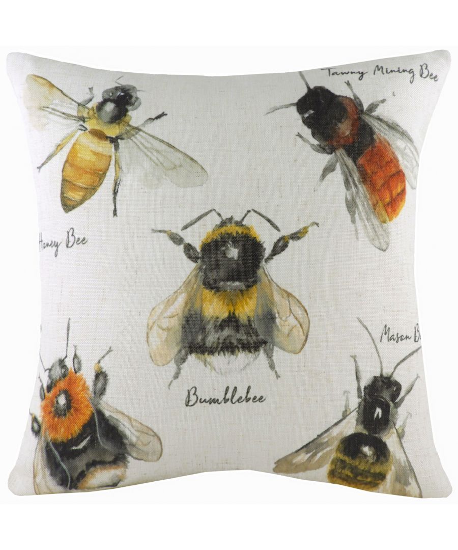 Evans Lichfield Species Bee Watercolour Print Cushion Cover - Multicolour - One Size