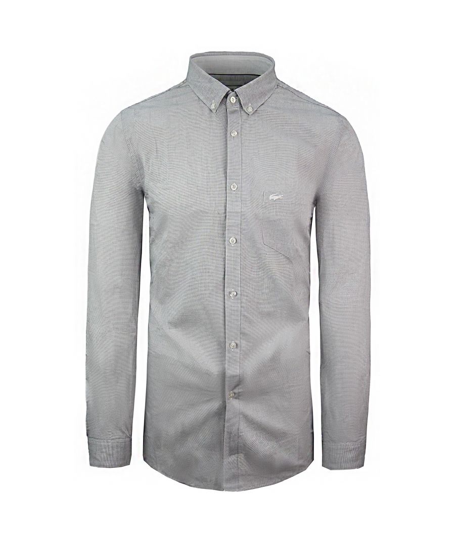 lacoste regular fit mens white/black shirt cotton - size large