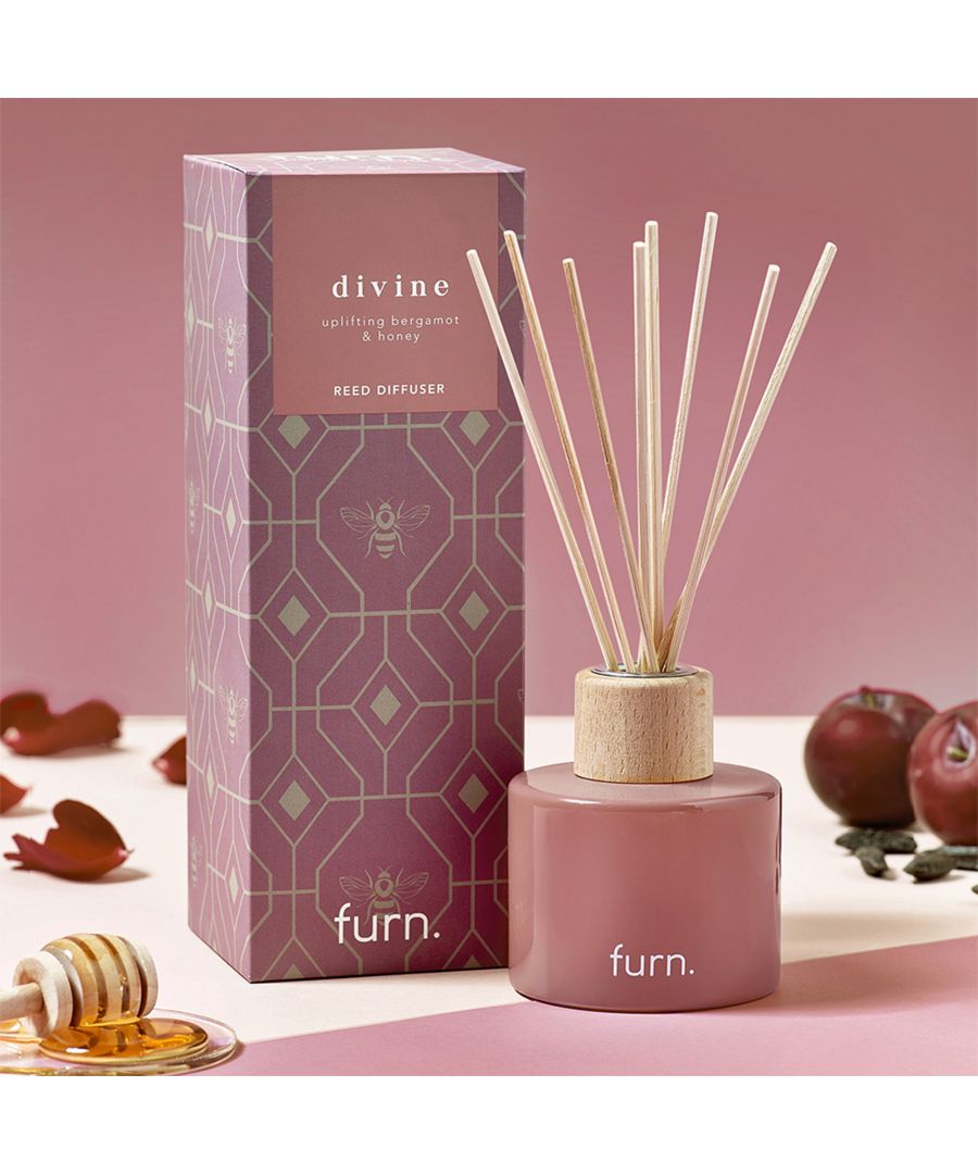 Bee happy with this uplifting scent bergamot and honey happiness with sweet dewy fruit and tonka bean. With up to 12 weeks of fragrance, this reed diffuser has top notes of Bergamot and Sweet Plum, Heart notes of Honey & Rose, and finally base notes of Amber and Vetiver.