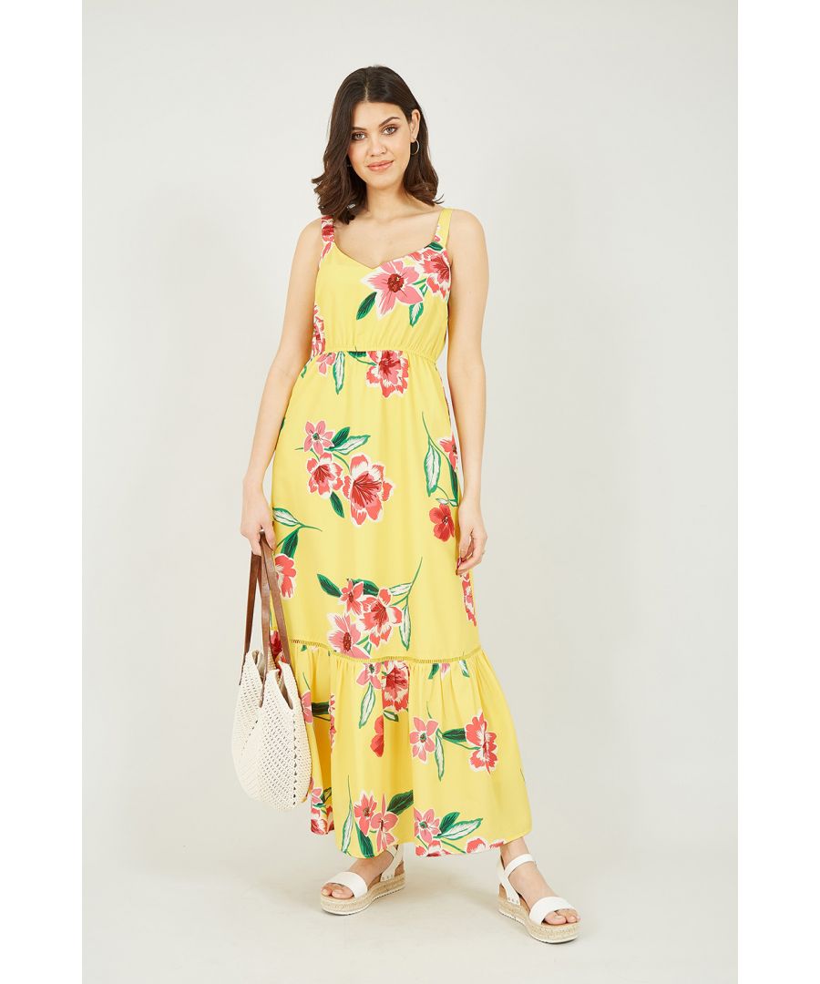 Image for Yumi Yellow Oversized Floral Maxi Dress