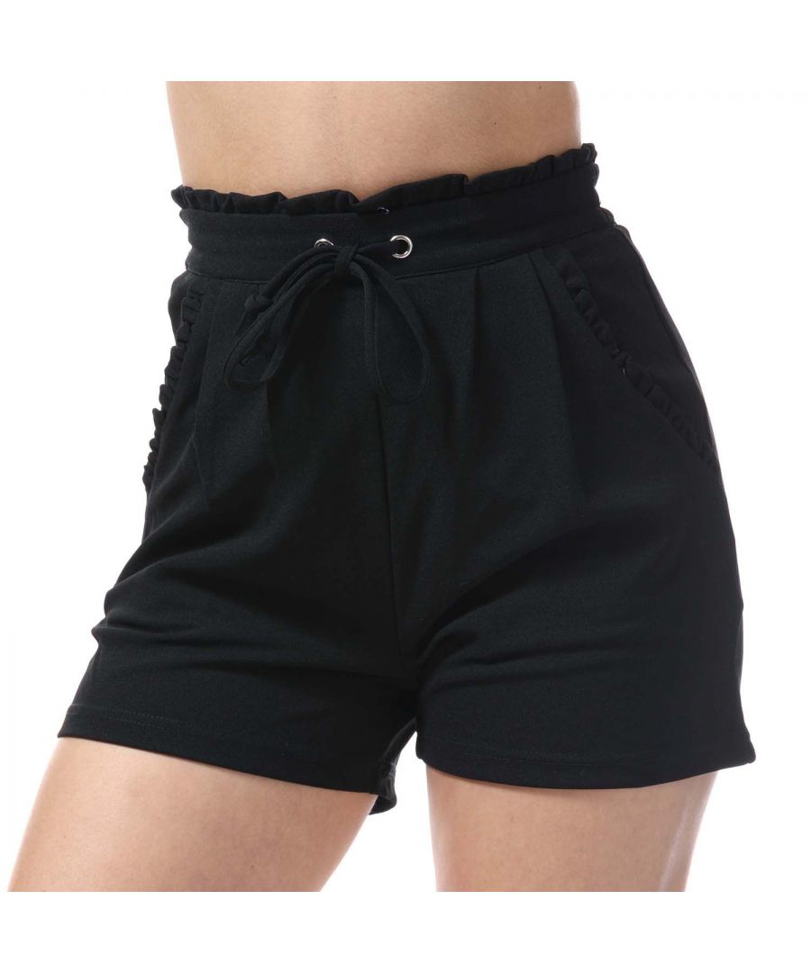 Womens Brave Soul Drawstring Shorts in black.- Elasticated drawcord waist.- Two open front pockets.- 97% Polyester  3% Elastane. - Ref: LSRT272DURREL