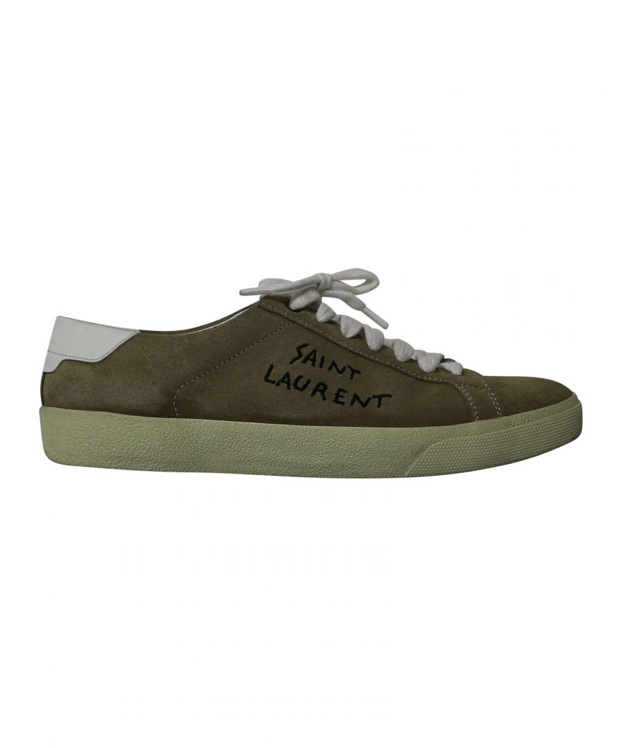 saint laurent pre-owned womens court classic sneakers in beige suede - size uk 5.5
