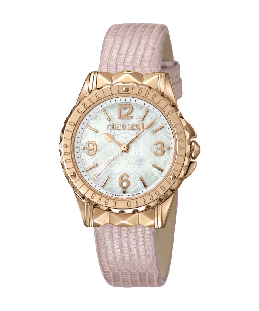 Image for Roberto Cavalli Women's White Mother of Pearl Dial Pink Leather Watch