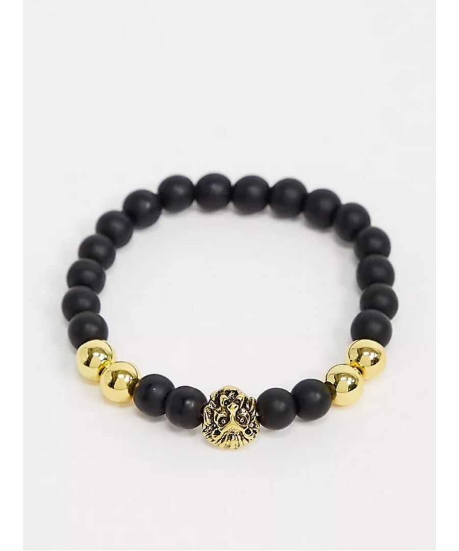 Black Beaded Bracelet with Gold Charm\n\nColour: Black & Gold\n\nSKU: UGLO002