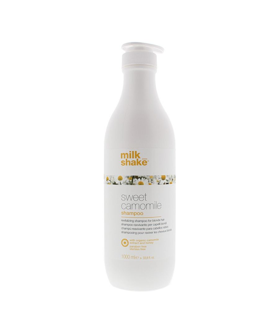 Milk shake sweet camomile shampoo is a revitalizing shampoo for blonde hair. With a delicate SLES free formula specifically formulated to revive highlights enhancing the brilliance and vibrancy of blonde hair. The camomile extract and organic honey in its formula act to soften hair and revive blonde highlights. Suitable for frequent use and recommended also for children.