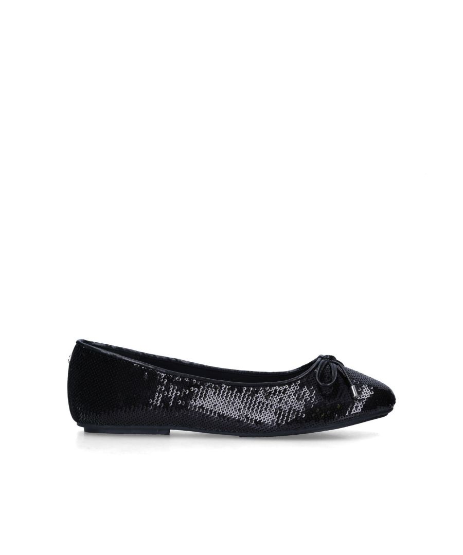 The Lady are a ballerina style featuring a sequin embellished upper with bow detail on the toe. The back of the ankle features a micro antiqued silver Signature C.