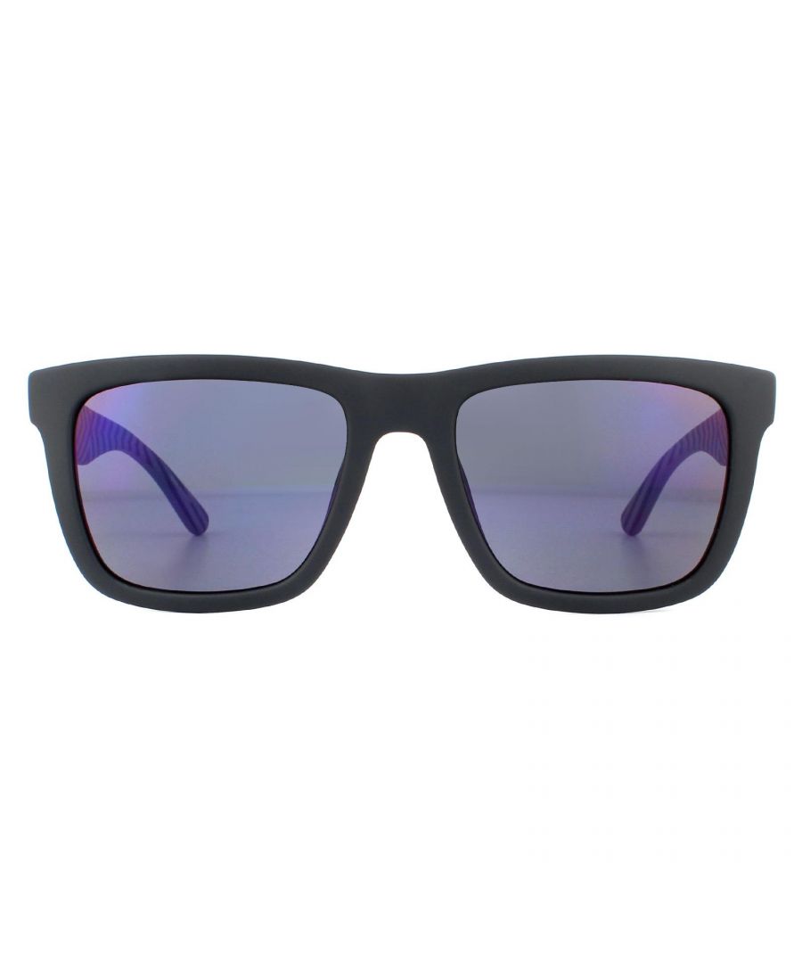 Lacoste Sunglasses L750S 414 Matte Blue Navy Blue are a simple style with a classic rectangular look with the instantly recognisable alligator logo on the temple. AN interesting black and white inside pattern completes the look.