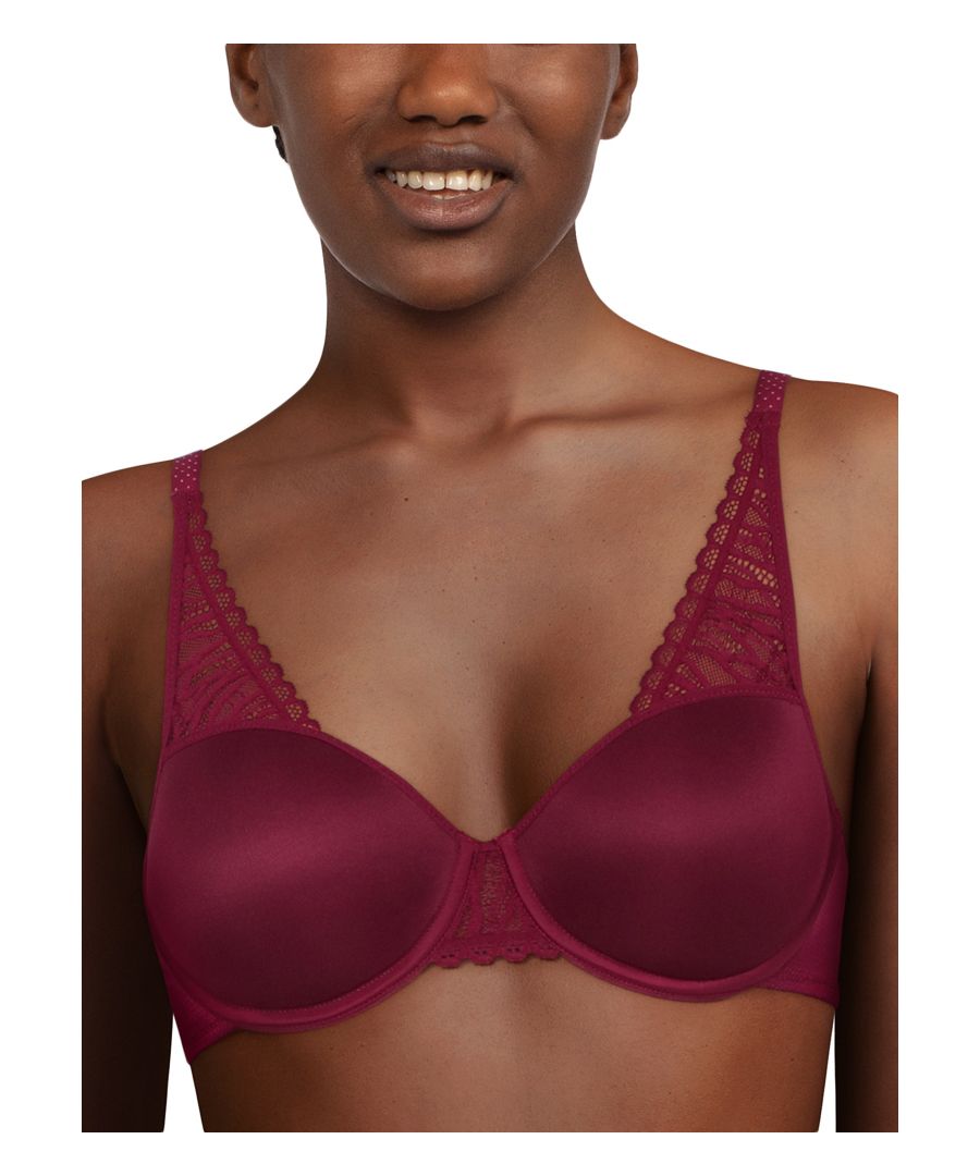 Refresh your lingerie collection with Passionata by Chantelle's Ironic. The half cup bra provides a smooth look underneath clothing. Underwired cups with hook and eye closure for a secure fit. Finished off with fully adjustable straps and a sheer lace detail at the center for that on-trend look.