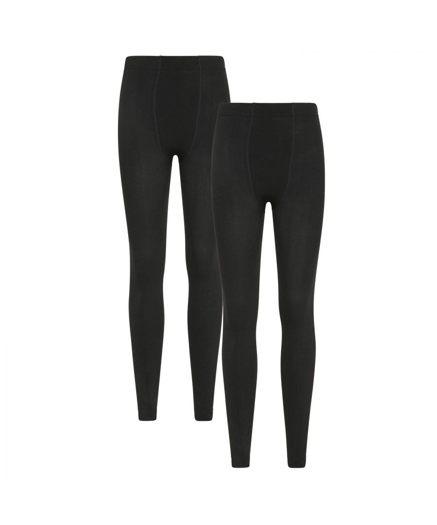 Mountain Warehouse Womens/Ladies Fleece Lined Thermal Leggings (Pack of 2) (Black) - Size Large