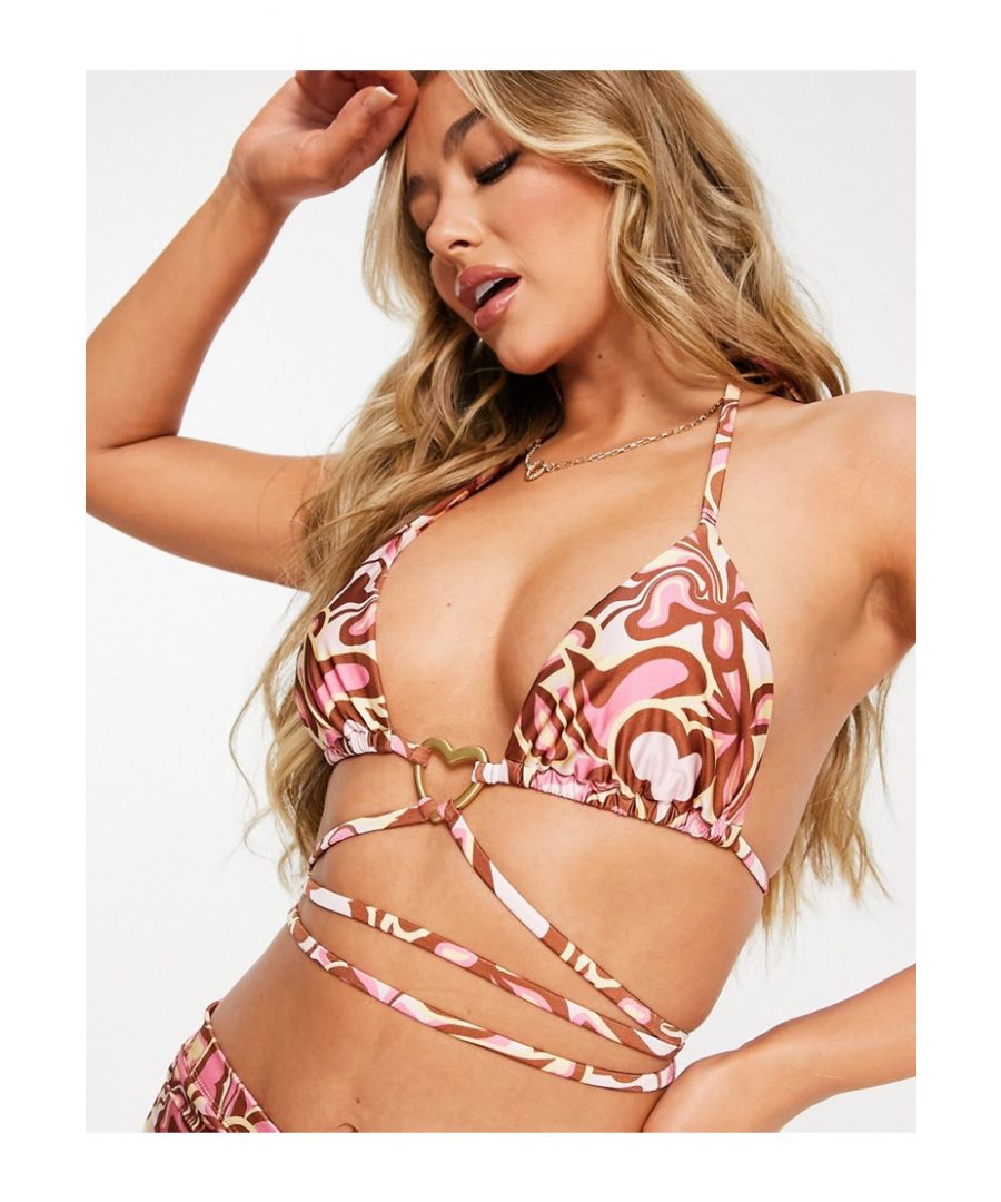 Swimwear & Beachwear by ASOS DESIGN Just add water Strappy design Halterneck style Triangle cups Heart-shaped hardware Tie fastening Sold by Asos