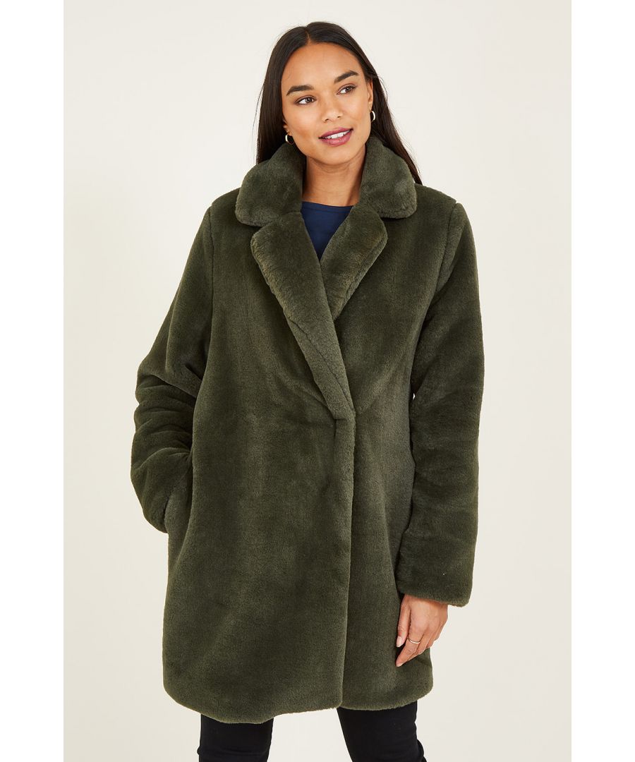 Image for Yumi Green Faux Fur Coat