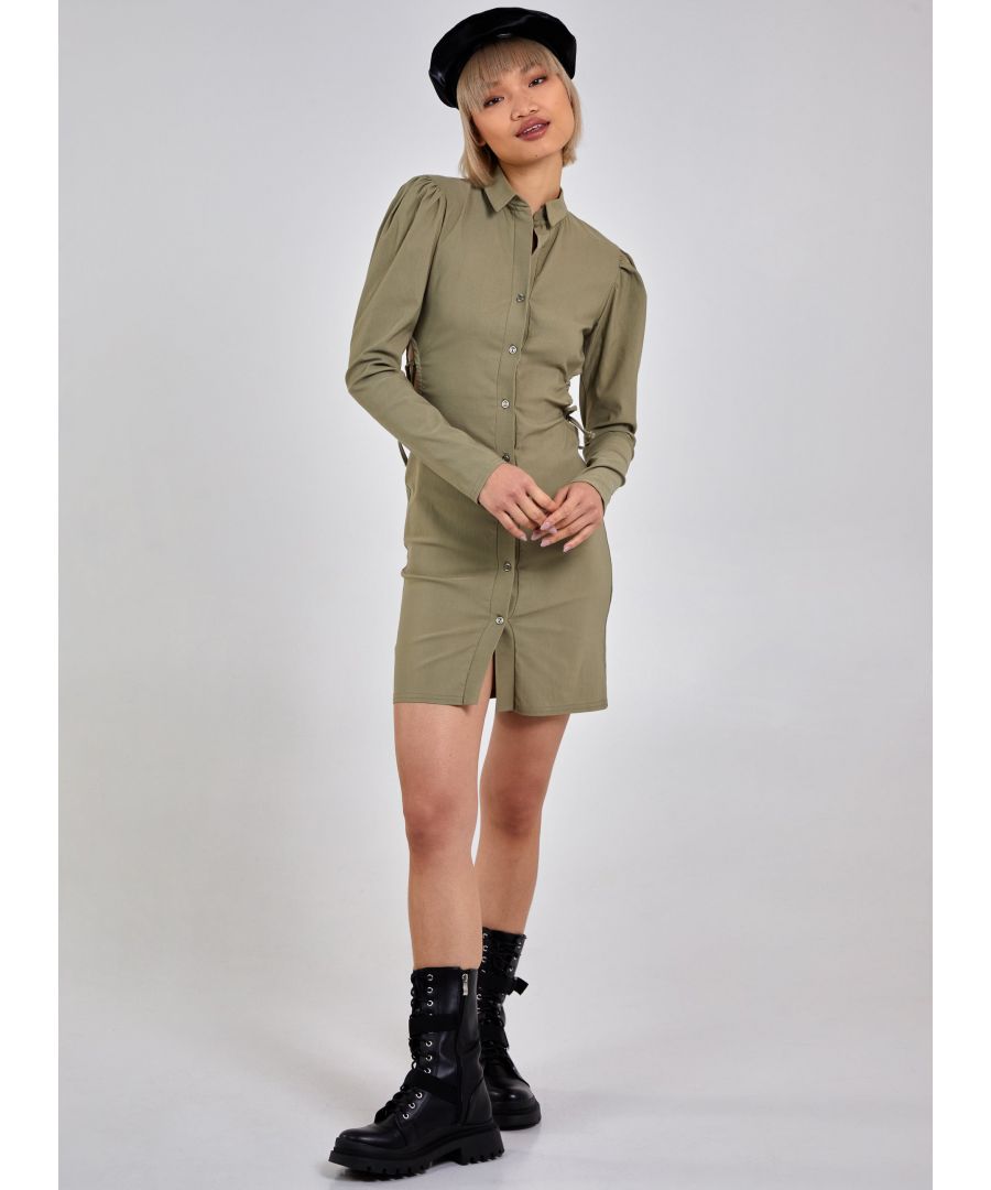 This shirt dress is perfect for your new season look hun. Look sophisticated wearing this cut out detailed shirt dress. whatever the occasion. Composition: 95% Polyester, 5% Elastane. Iron On Reverse. Do Not Dry Clean.