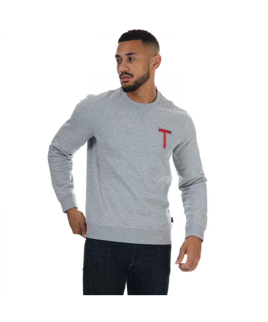 Image for Men's Ted Baker Welloe Varsity T Sweatshirt in Grey Marl