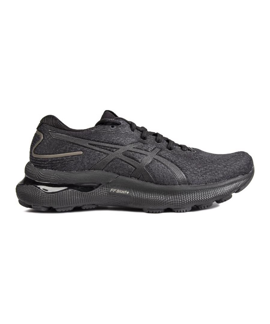 Womens black Asics gel-nimbus 24 trainers, manufactured with textile and a rubber sole. Featuring: engineered mesh upper, designed for neutral pronation, reflective details, gel technology and lightweight.