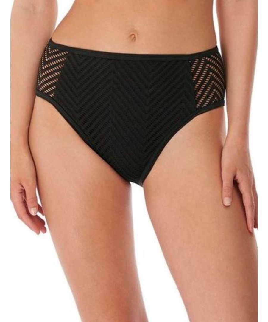 Freya Womens Urban High Waist Bikini Brief - Black Nylon - Size Small