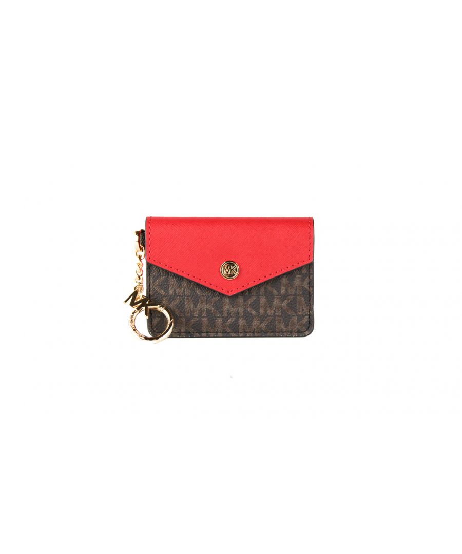 Image for Michael Kors Kala Small Signature Leather Flap Key Ring Card Case (Flame)