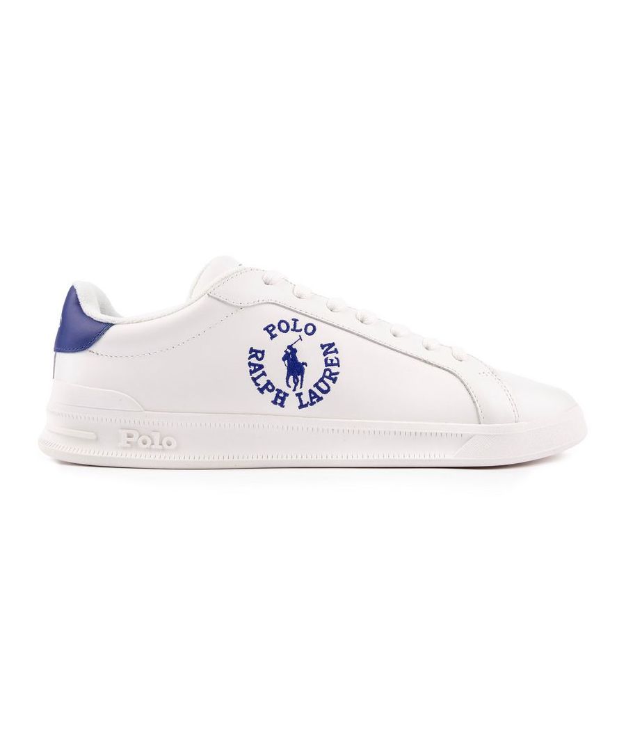 Ralph Lauren Mens Polo Heritage Circle Logo Trainers - White - Size UK 10