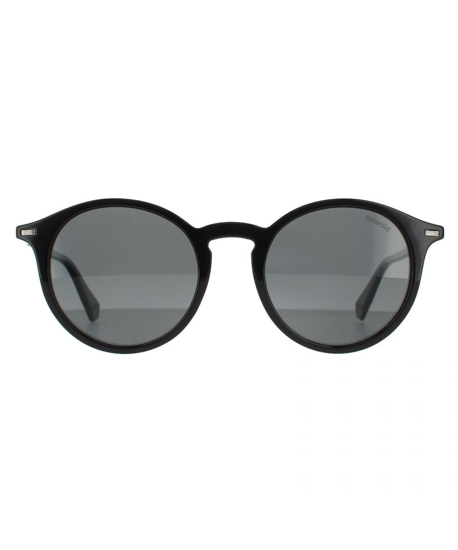Polaroid Round Unisex Black Grey Polarized - One Size