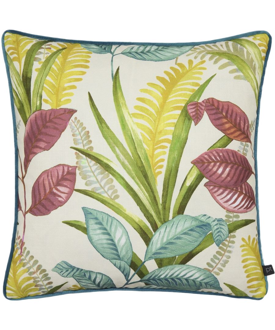 Prestigious Textiles Sumba Floral Piped Feather Filled Cushion - Teal - One Size product