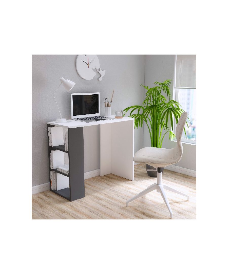 This modern and functional desk is the perfect solution to make your work more comfortable. Suitable for supporting all PCs and printers. Thanks to its design it is ideal for both home and office. Mounting kit included, easy to clean and easy to assemble. Color: White,Anthracite | Product Dimensions: W90xD40xH75 cm | Material: Melamine Chipboard | Product Weight: 13,5 Kg | Supported Weight: 25 Kg | Packaging Weight: 14,5 Kg | Number of Boxes: 1 | Packaging Dimensions: 93,6x43,6x7,2 cm.