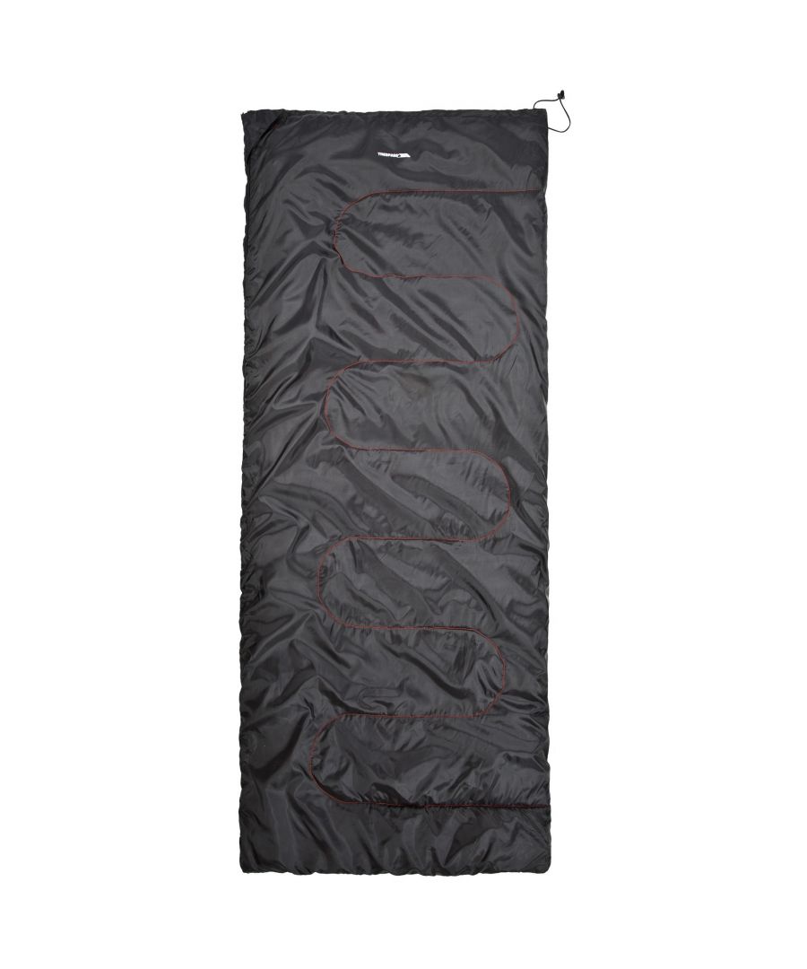 Envelope shape sleeping bag. 3 season. Size: 180cm x 70cm. 2 way zipper. Left and right bags can zip together. Upper limit: +22C, comfort: +13C, lower limit: +0C, extreme: -3C. Shell: water repellent polyester, lining: lightweight polycotton, hollowfibre filling.