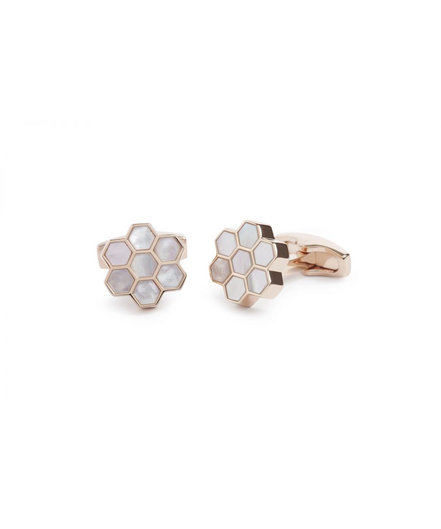 Image for Simon Carter Mother of Pearl Rosegold Honeycomb Cufflinks