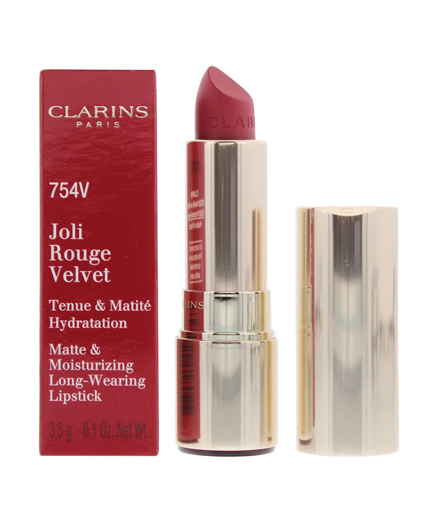 Long-wearing formula created with Clarins' exclusive Velvet Booster+ Complex. A creamy, moisturizing lipstick that combines pure plant extracts with rich matte pigments. Enriched with Organic Apricot oil and Marsh Samphire to plump, comfort, and hydrate lips for 6 full hours .Lightweight texture glides on and stays colour-true for hours of flawless wear.