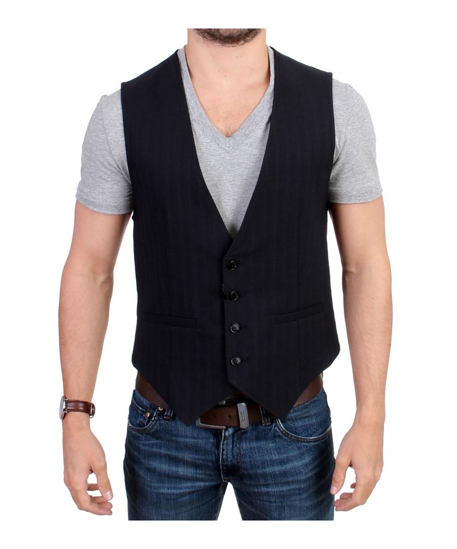 Image for Costume National Black striped cotton casual vest