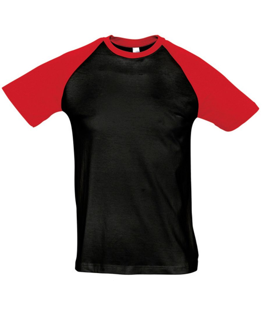 SOLS Mens Funky Contrast Short Sleeve T-Shirt (Black/Red) - Black/White Cotton - Size X-Large