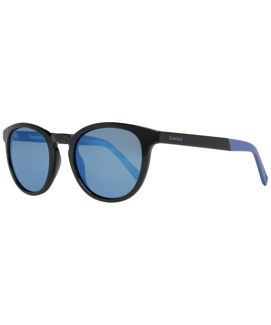 Timberland zonnebril TB9128 01D Glansende zwartblauw gepolariseerde functie Een duurzaam klassiek gestileerd frame gemaakt van plastic met een ronde vorm en zijn ontworpen voor mannen