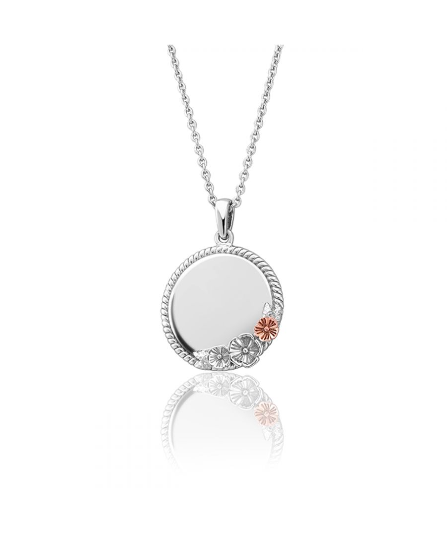 Seen as a symbol of winter and a harbering of spring The Plumb Blossom came to symbolize perseverance and hope, as well as beauty and purity. The Plum Blossom engraveable pendant comes on a 22 inch chain and is a stunning addition to the Wild Flower collection, with an exquisite combination of 925 Sterling Silver and 9ct Rose Gold containing rare welsh gold, the very same gold as used by British Royalty since 1911. Available on a 22
