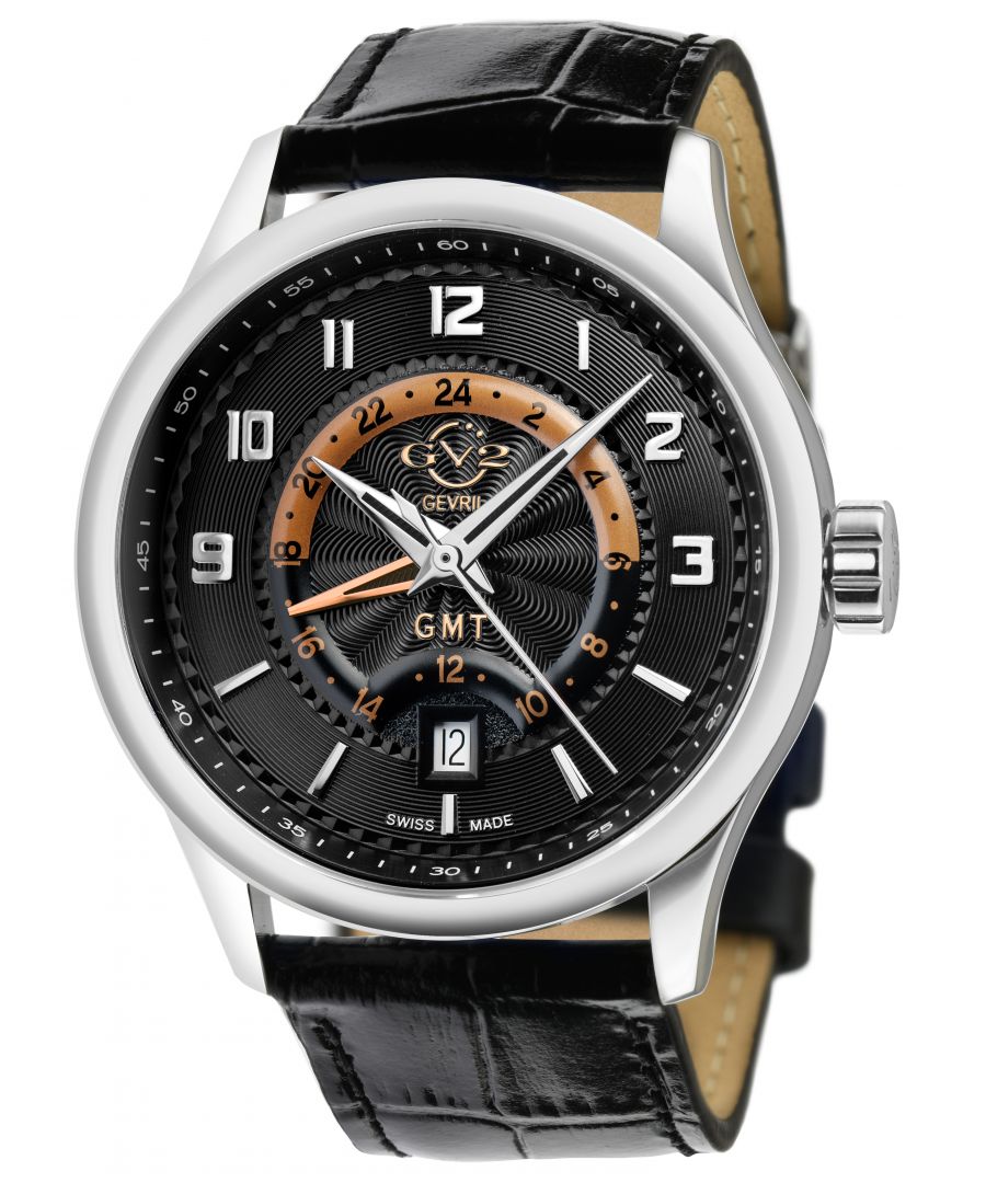 Image for GV2 Men's Giromondo Black Dial Black Calfskin Leather Watch