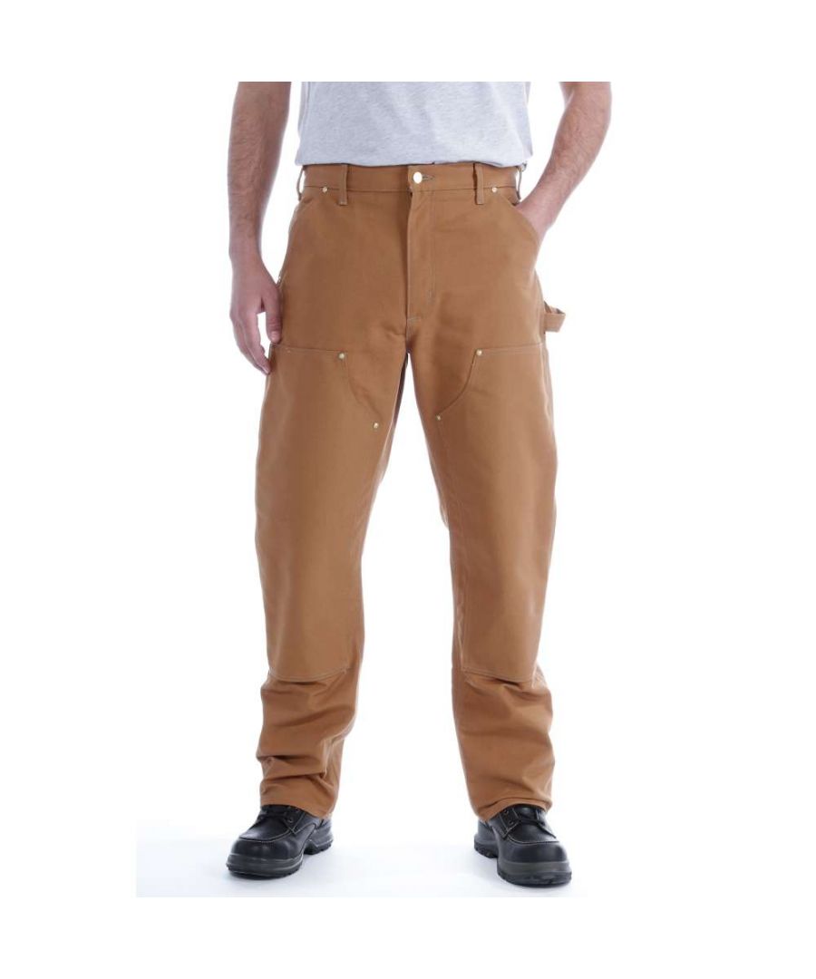 Carhartt Mens Duck D. Front Logger Utility Pockets Pants Trousers - Brown - Size 36W/34L