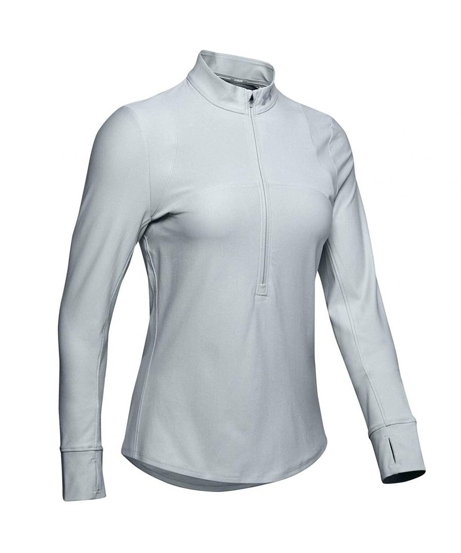 Under Armour Womens Qualifier 1/2 Zip Top Gym Running Active Track Top 1326512 014 - Grey Textile - Size Large