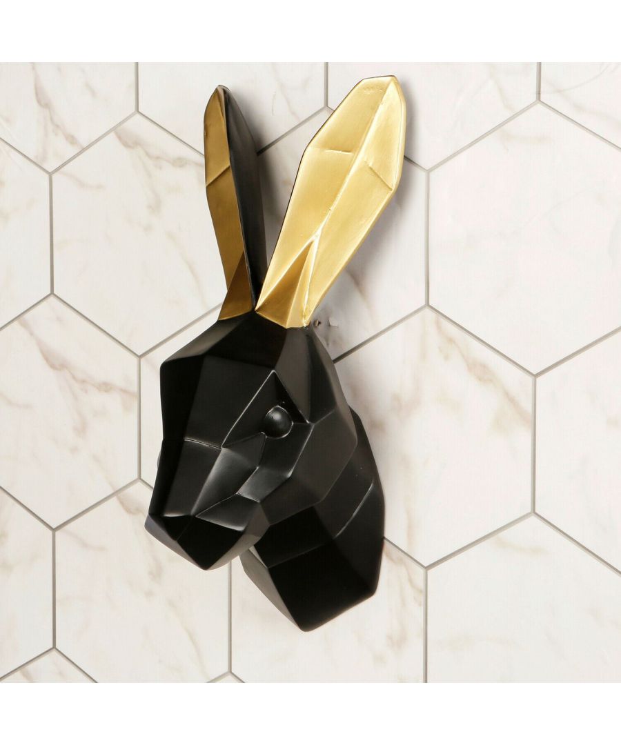 Image for Black Rabbit Gold Ears Faux Taxidermy Wall Hanger Wall Art, Wall Art Living Room