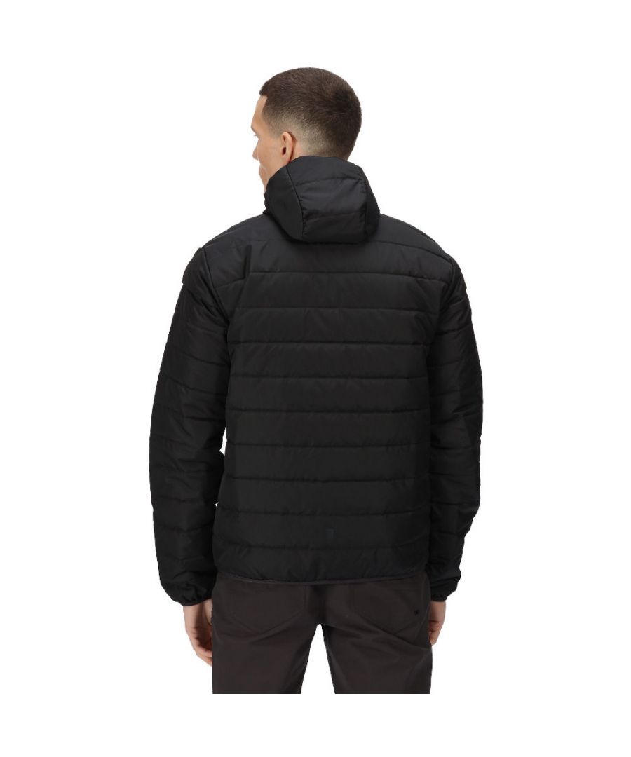 Regatta Mens Helfa Insulated Warm Quilted Hooded Jacket - Black - Size X-Large - Image 8