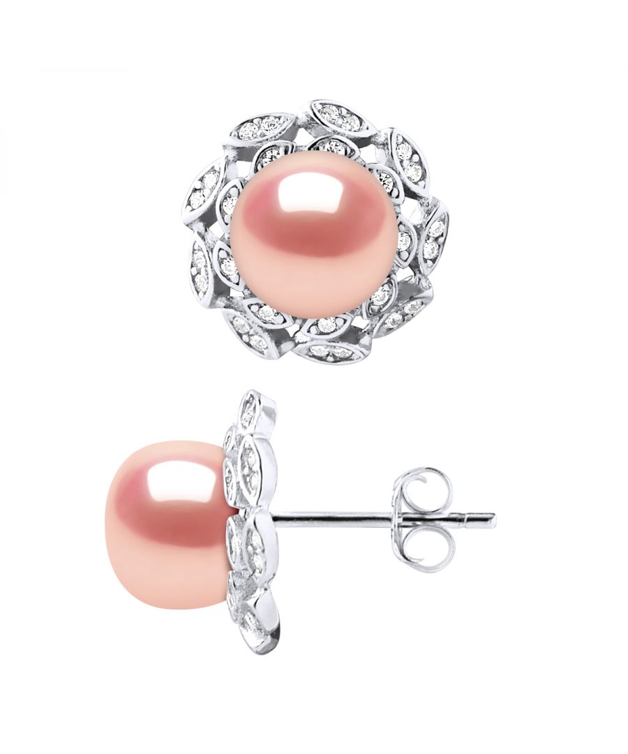 FLOWER Earrings Studs Real Pearls Freshwater 8-9mm Buttons Culture - Quality AAAA + - COLORI NATURAL ROSE - System-allergenic Strollers - Jewelry 925 Thousandth - 2-year warranty against any manufacturing defect - Supplied in their case with a certificate of Authenticity and an International Warranty - All our jewels are made in France.