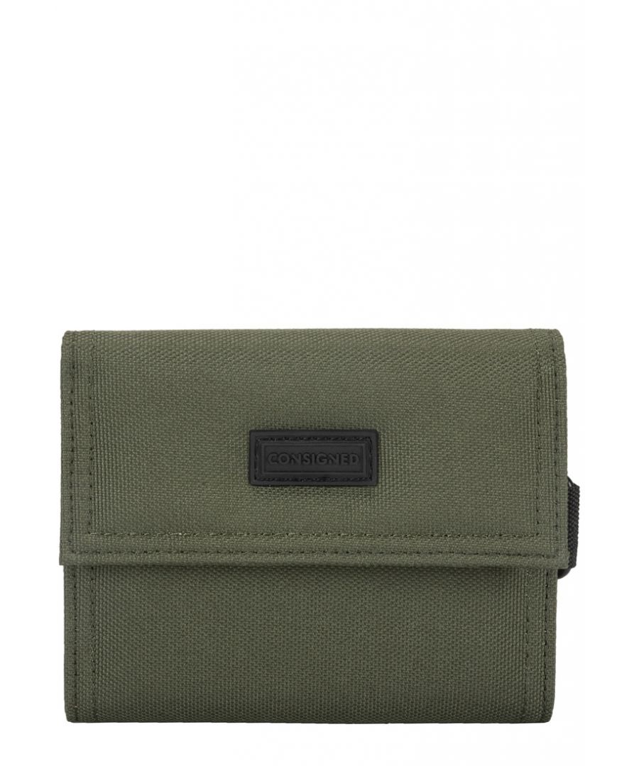 Constructed from water-resistant woven nylon, the Tressis Tri Fold Wallet has a flap over Velcro opening which provides extra security, internal large zip pocket for banknotes and coins, four card slots and one transparent ID window slot. Features: , Water-resistant woven nylon, Single external D ring, CONSIGNED rubberised patch logo, Flapover Velcro opening, Internal large zip pocket, CONSIGNED branded lining, Four card slots, Transparent ID window slot Style Ref: 50553 KHAKI