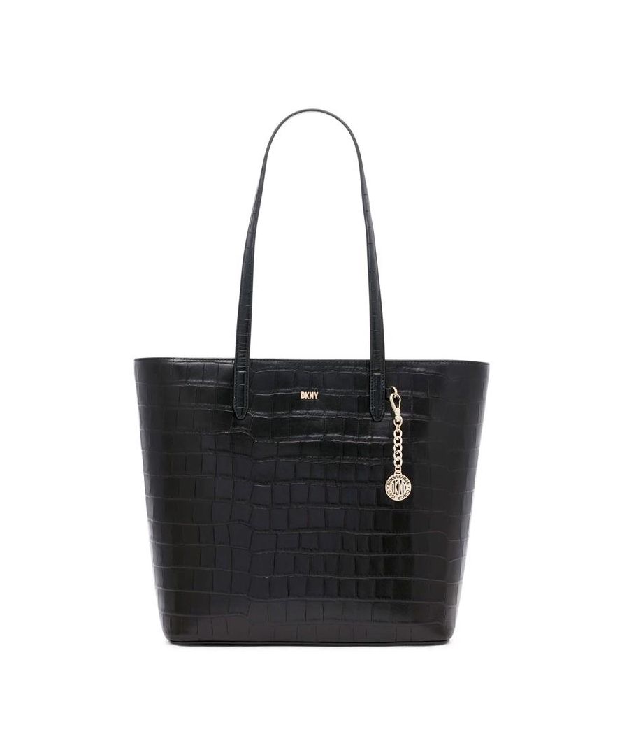This Chic And Sophisticated Bryant Tote Handbag From Dkny In Croc Black Is Designed To Be The Perfect Companion For Your Daily Outings In Style. It Features Beautiful Gold Hardware, Bag Charm, Dkny Signature Branding, Twin Handles, Zip Closure And Internal Zip Section. Store And Protect This Designer Bag In The Protective Bag Included.